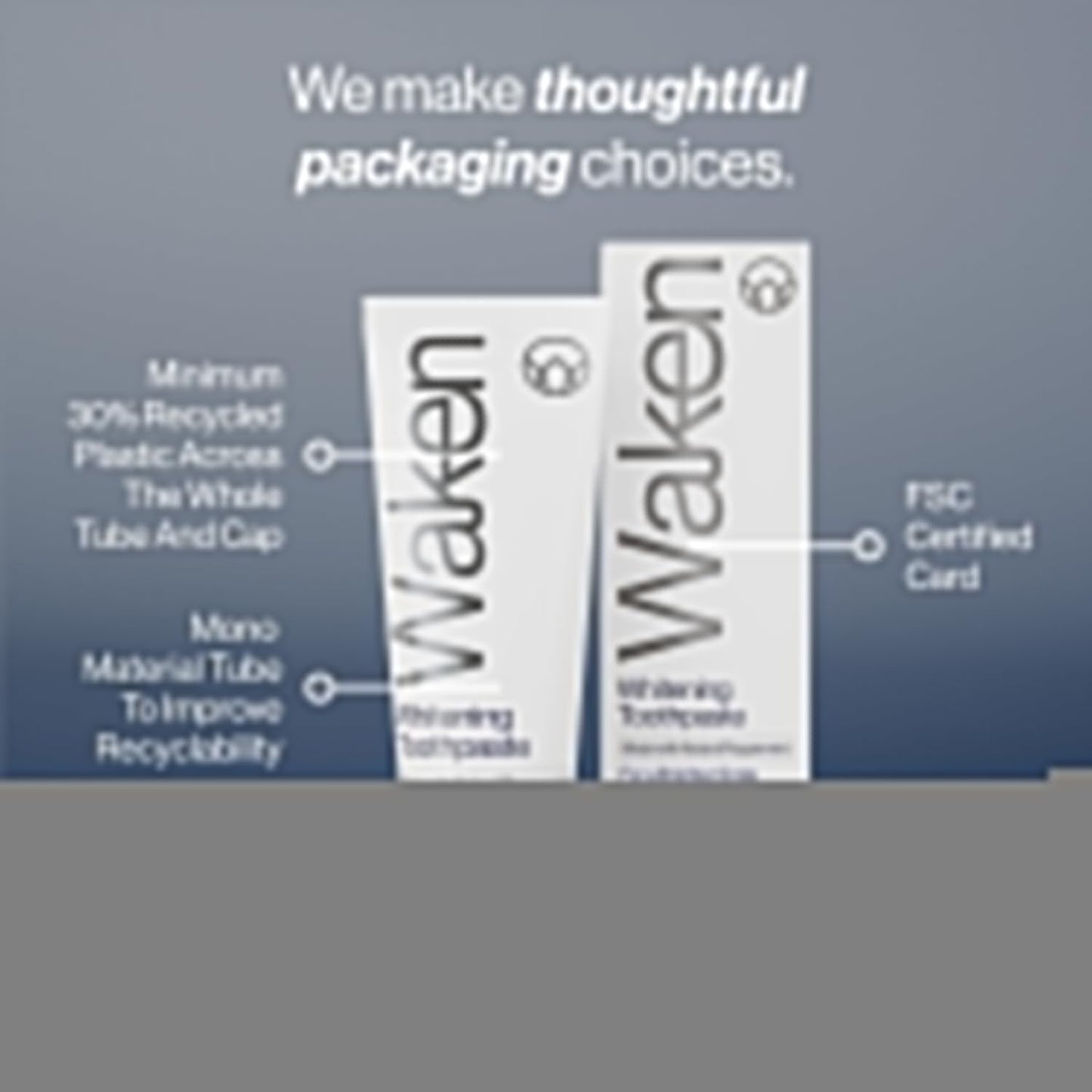 Waken Whitening Toothpaste, Natural Enzymes & Peppermint, Tooth paste with Fluoride, Hydrogen Peroxide-Free Toothpaste Whitening, Fresh Breath & White Teeth, Vegan, 75ml