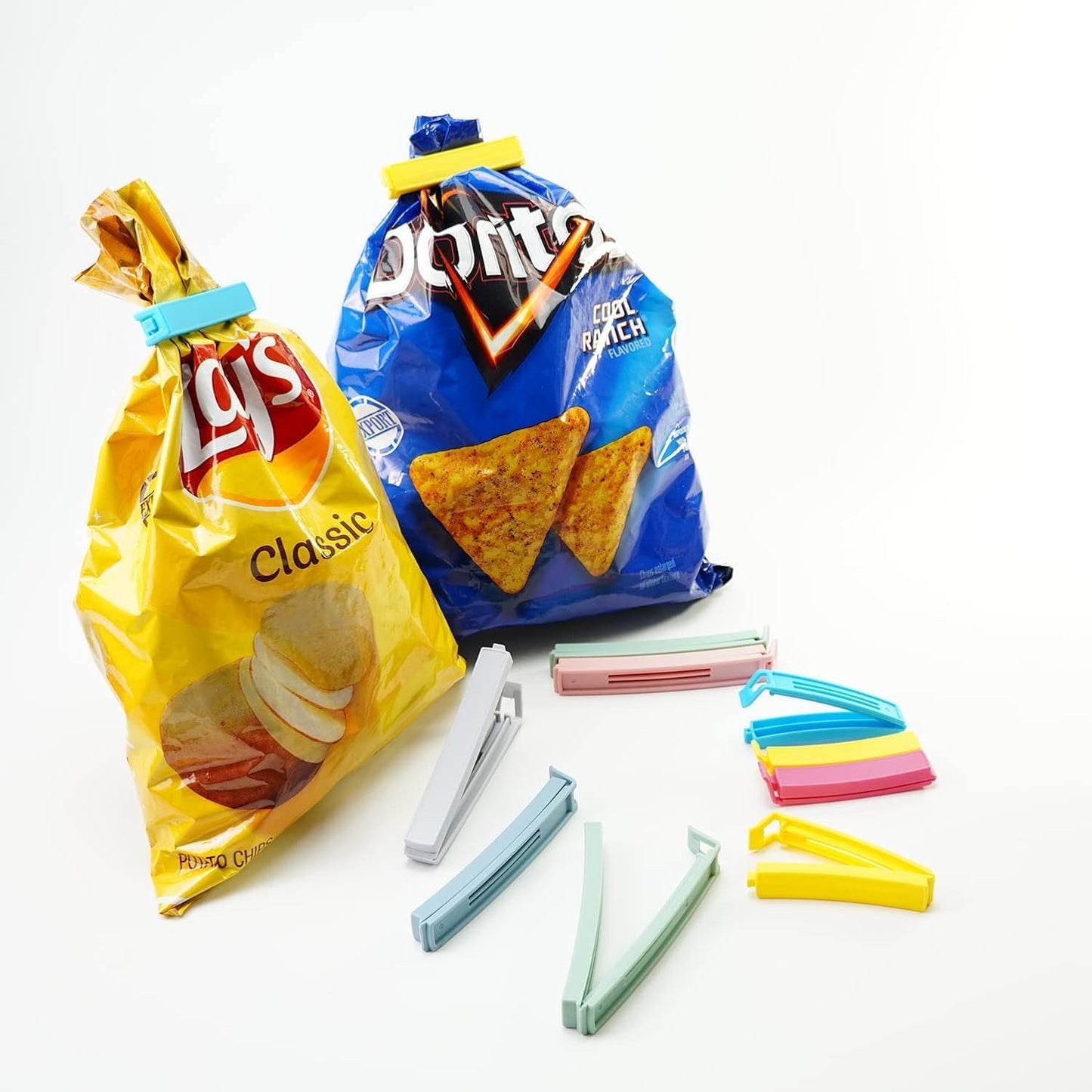 Yarall 32 PCS Food Bag Clips for Food Storage & Freezer, Curved‑Design Plastic Food Clips for Kitchen & Home Use, 2 Sizes