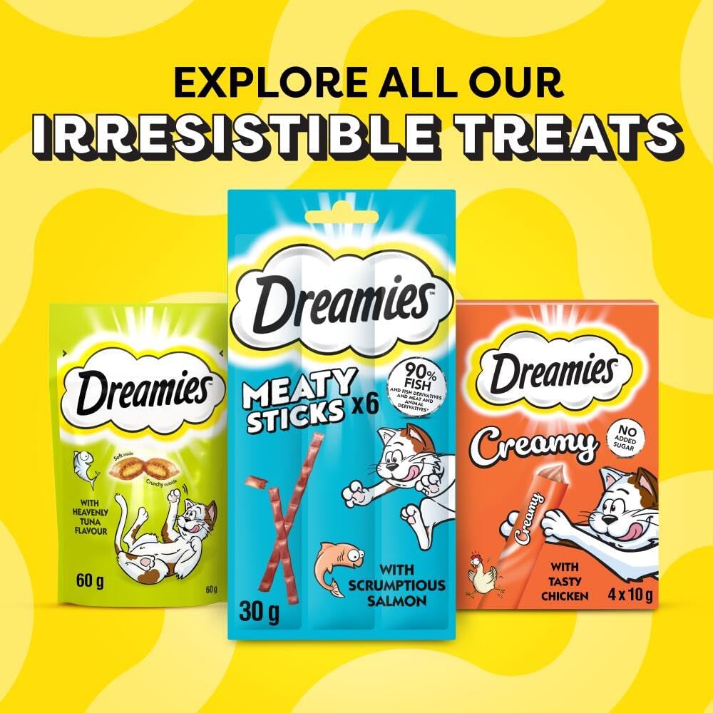 DREAMIES - Cat Treats - 12 x 60g - Multipack Biscuits - Variety Snack Box - 12 Pouches