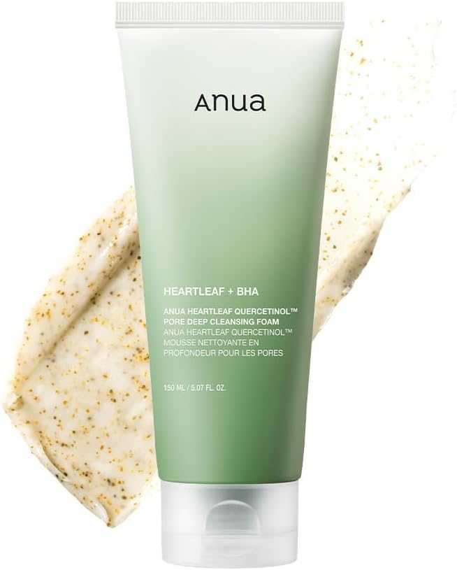 Anua Heartleaf Quercetinol Pore Deep Cleansing Foam, Facial Cleanser, for Double Cleansing, BHA, Hyaluronic Acid, Glycerin, Face Wash, Blackhead Remover, Korean Skincare,