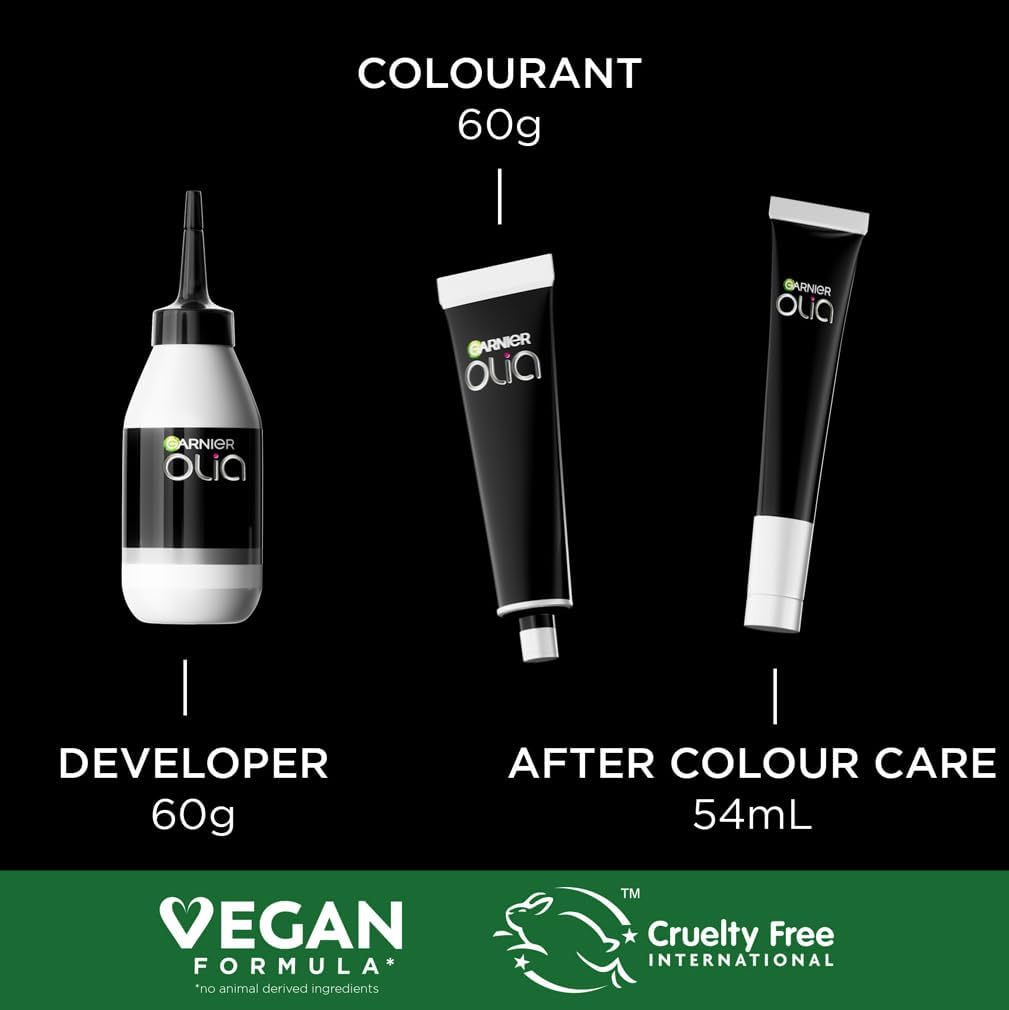 Garnier Olia 7.0 Dark Blonde, oil-powered, no-ammonia. 100% grey coverage. Luminous, long-lasting, vibrant dark blonde hair color with incredible shine and softness.