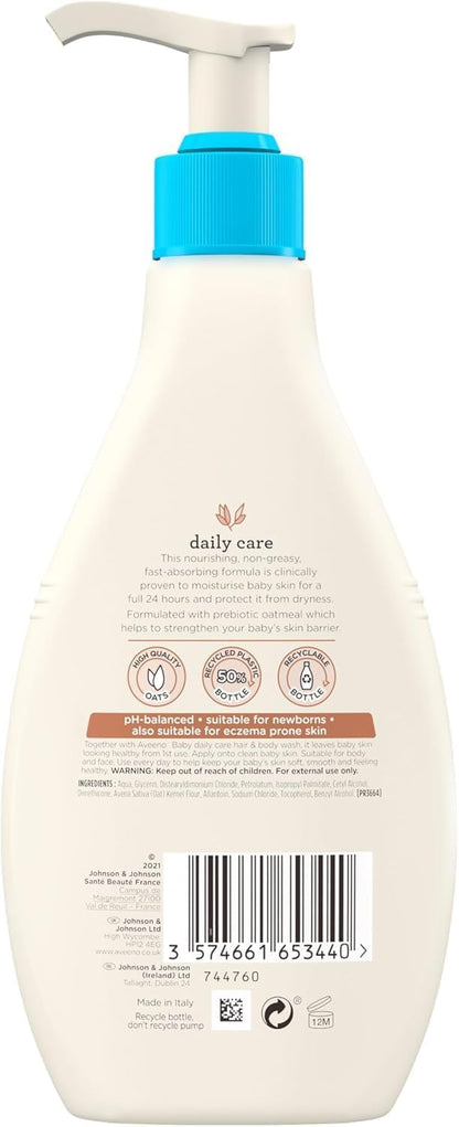 Aveeno Baby Daily Care Moisturising Lotion (1 x 250ml), Fast-Absorbing Face and Body Baby Lotion with Prebiotic Colloidal Oatmeal, Protects & Moisturises Skin For 24 Hours, For Sensitive Skin