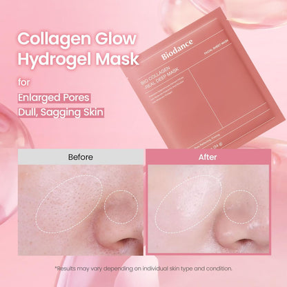 BIODANCE Bio-Collagen Real Deep Face Mask 4 Pcs | Hydrogel Overnight Mask | Pore Minimizing and Elasticity Improvement | Korean Face Mask for Glass Skin | Korean Skincare, Easter Gifts