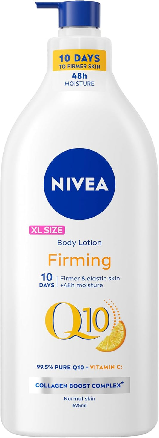 NIVEA Q10 Firming Body Lotion + Vitamin C (625ml), with Collagen Booster Complex, 48H Moisturiser