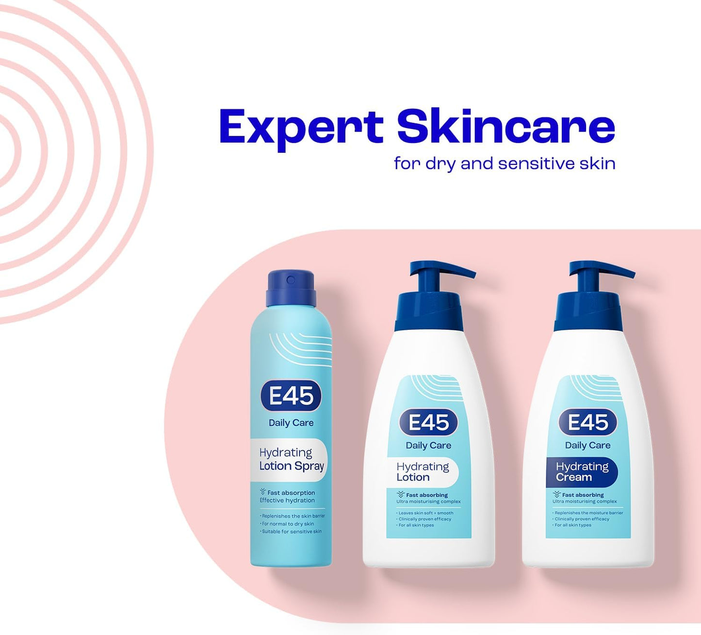 E45 Daily Lotion 400 ml for all Skin Types – Hydrating Non-Greasy Lightweight Moisturiser - Perfume-Free Long Lasting Body Face Hand Cream - Dermatologically Tested