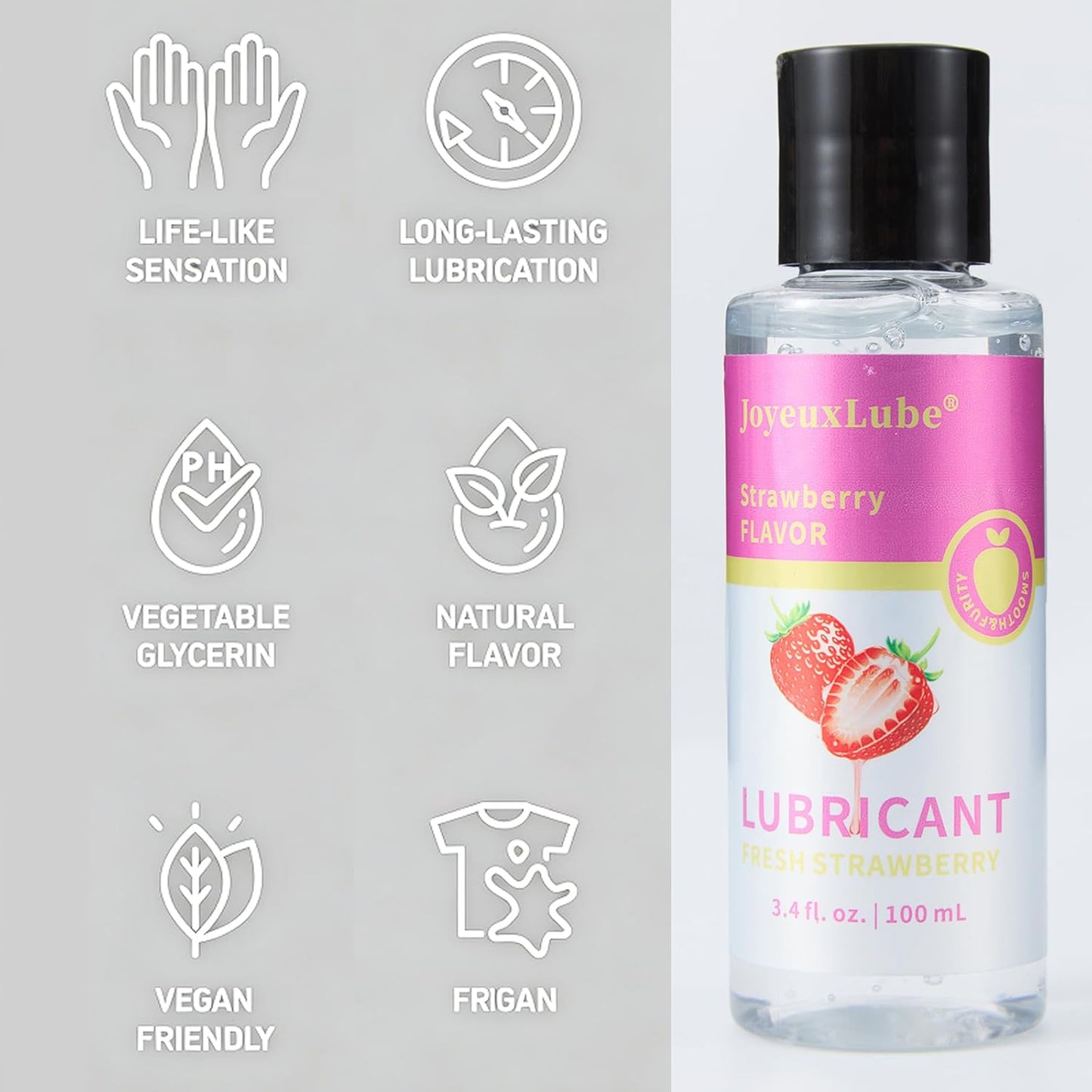 Water-Based Lube Strawberry Flavored Lubricant Personal Lube for Men Women and Couples 100ml (Strawberry)