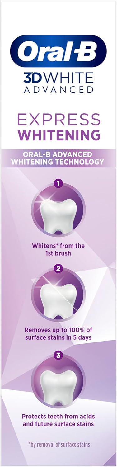Oral-B 3DWhite Advanced Express Whitening Glossy White Toothpaste 75ml