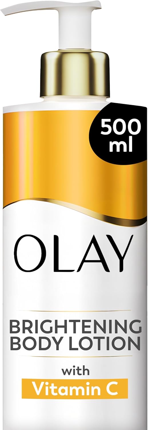 Olay Vitamin C Brightening Body Lotion, 24HR Moisturising Cream For Full Body Skin Care, Evens Skin Tone, With Vitamin C, Vitamin B5 B3, Glycerin, Smooth and Moisturised Skin, No Greasy Residue, 500ml