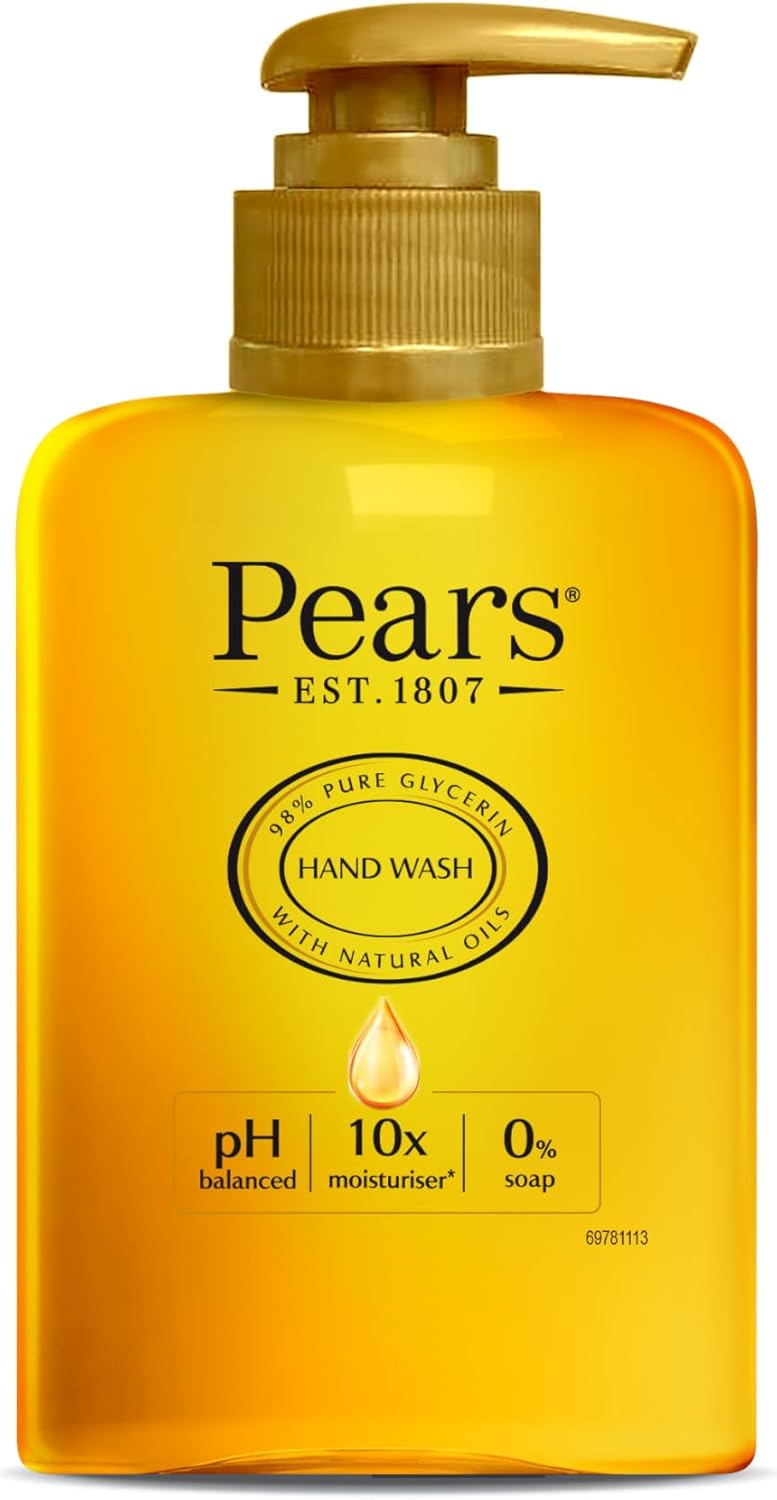 Pears Pure & Gentle Moisturising Liquid Hand Wash - Enriched with Glycerin and Formulated with Natural Oils, 10x More Moisturiser* - Soap-free Cleanser Ideal for Men and Women | 250ml (3 Pack)