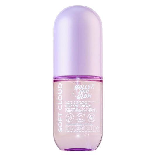 Holler And Glow Mood Boosting Soft Cloud Body & Hair Mist, Body Spray, Teen Girls Spritz, Long Lasting, Vanilla, Sweet Scented, Water Based Fragrance For Tweens, Clean & Gentle Formula, 3.38 Fl Oz