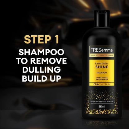 TRESemme Lamellar Shine Shampoo - with Lamellar Technology, Amino Acids & Ceramides – Ultra-Glossy Salon Finish, Frizz Control & Deep Smoothing, For All Hair Types 680 ml