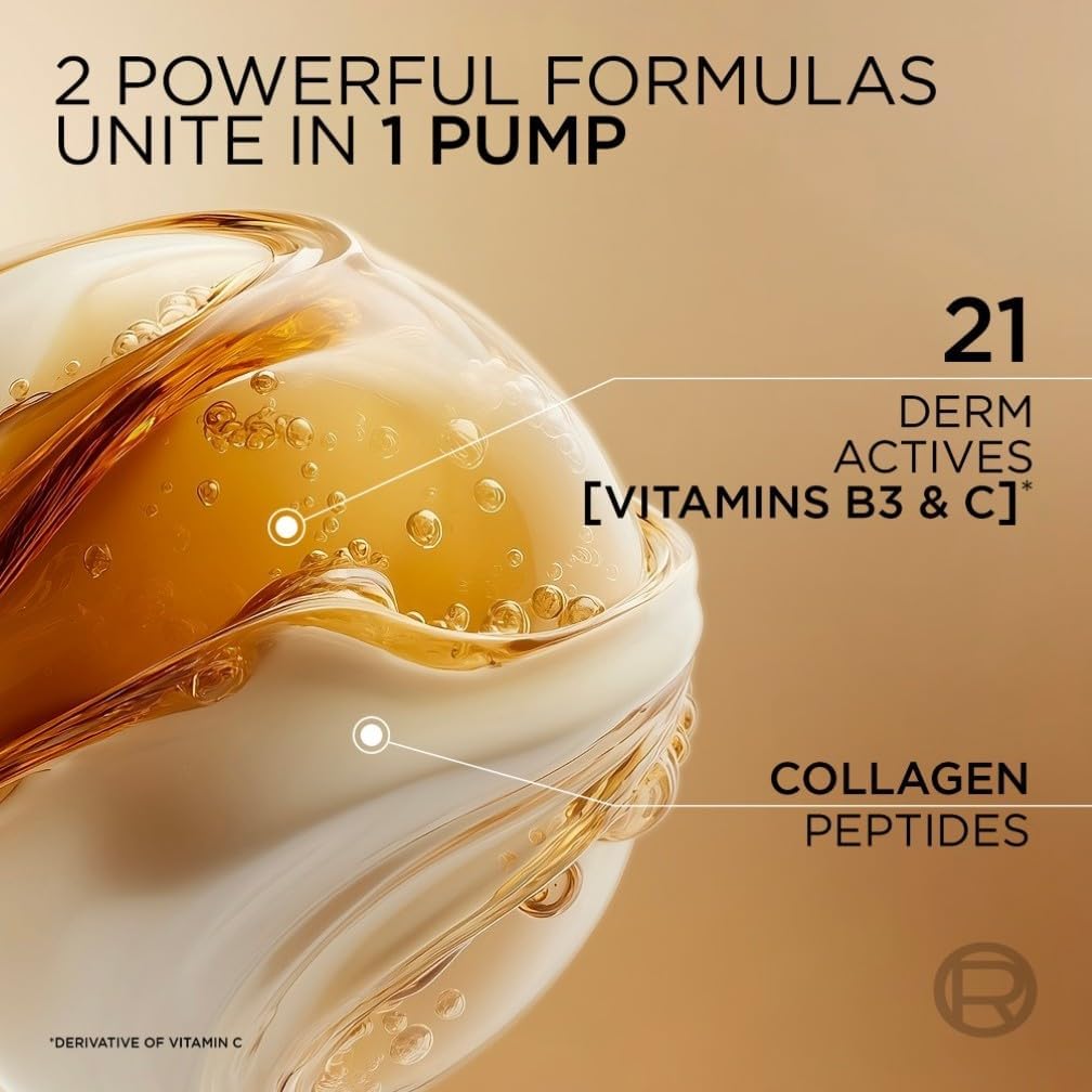 L'Oréal Paris Age Defying Face Serum, Le Duo Serum, Instant Firmness & Wrinkle Reduction for Mature Skin, Advanced Innovation, Radiant Complexion, Youthful Contours, 30ml