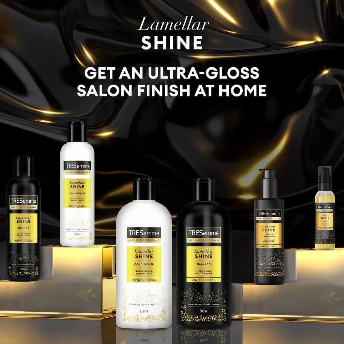 TRESemme Lamellar Shine Shampoo - with Lamellar Technology, Amino Acids & Ceramides – Ultra-Glossy Salon Finish, Frizz Control & Deep Smoothing, For All Hair Types 680 ml