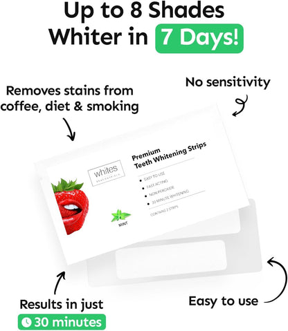 Whites Beaconsfield Teeth Whitening Strips, 28 Strips (14-Day Treatment) – Non-Peroxide Formula, Enamel-Safe, Brighten Teeth Fast, Removes Coffee, Wine, Smoke Stains, Safe for Sensitive Teeth