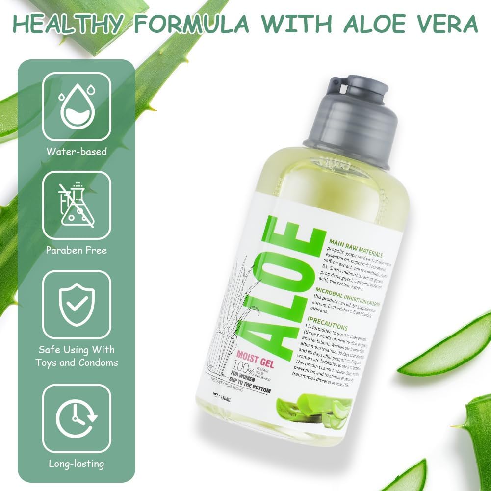 ACWOO Water Based gel Lube, 150ML Safe Natural Aloe Lubricant, Gentle Paraben Free Personal Lubricant, Zero Residue, Long-Lasting Comfort, Increased Sensitivity