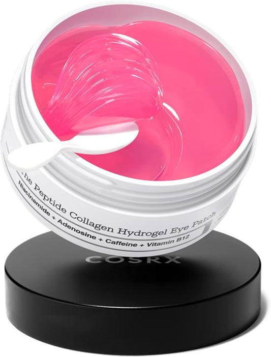 COSRX Pink Peptide Collagen Hydrogel Eye Patches Wrinkle Patches for Puffy Eyes, Dark Circles, Eye Bags, Wrinkles and Fine Lines, Firming and Depuffing Under Eye Masks, Korean Skincare