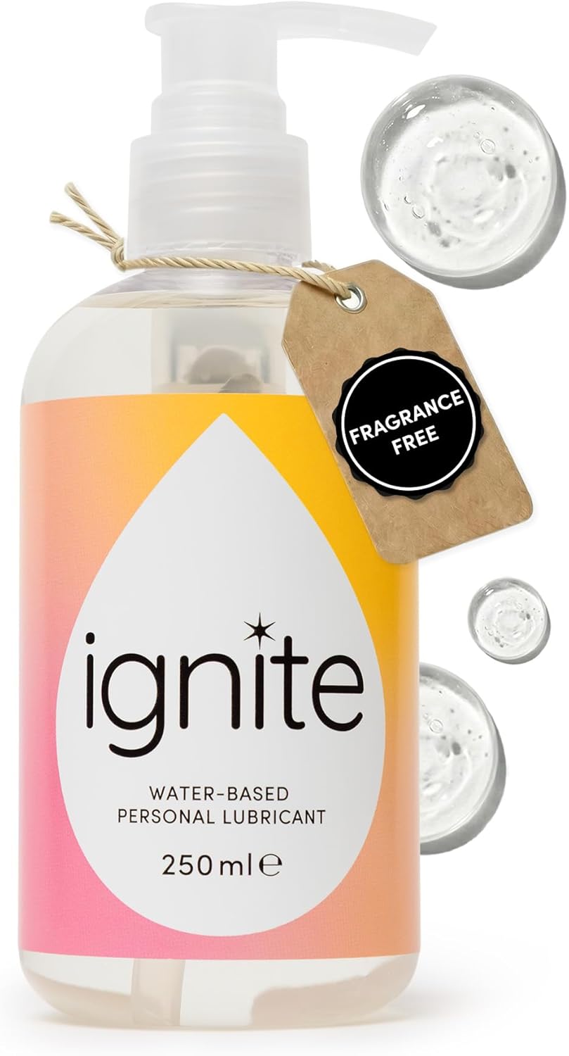 Ignite Water Based Lube Gel 250ml | Fragrance Free, pH-Balanced Lube Water Based Unflavoured | Paraben Free, Vegan & Condom Friendly | Non Sticky & Non Staining Water Based Lubricant for Men & Women