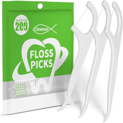 200pcs Floss Sticks Dental, Triple Clean Advanced Clean Dental Floss Stick, Easy and Simple to Use Tooth Floss Picks, Smoothly Work on Tight Teeth Floss Sticks, Keeps Your Mouth Fresh and Clean