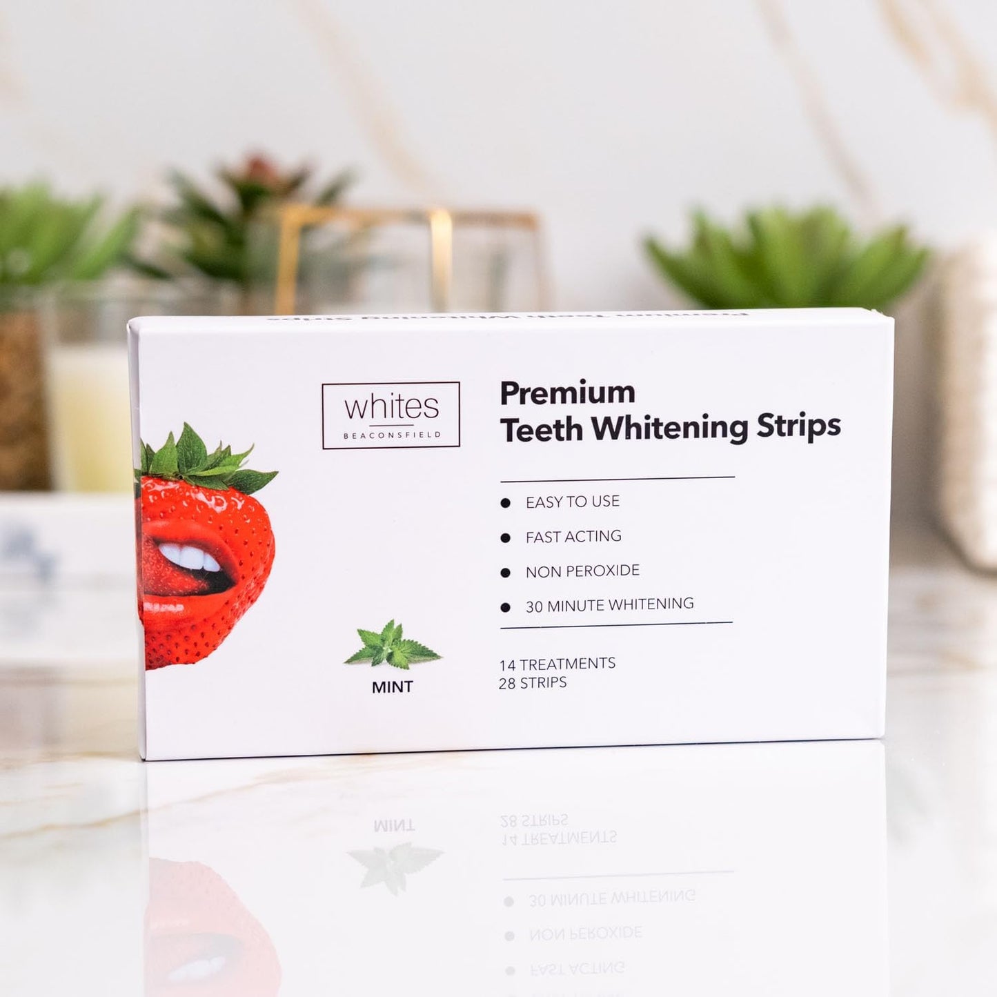 Whites Beaconsfield Teeth Whitening Strips, 28 Strips (14-Day Treatment) – Non-Peroxide Formula, Enamel-Safe, Brighten Teeth Fast, Removes Coffee, Wine, Smoke Stains, Safe for Sensitive Teeth