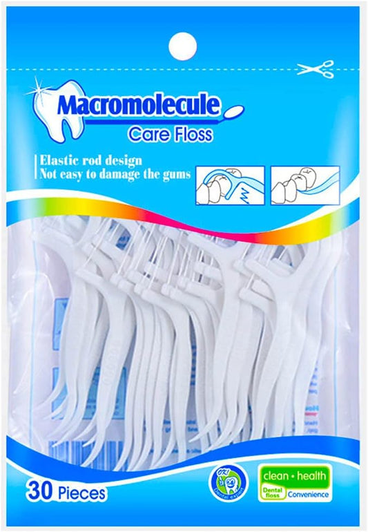 HouChanges Floss Sticks Dental Floss Picks Complete Clean,2 in 1 Dental Toothpick Polyethylene Resistant Dental, Cardamom（30Pcs）