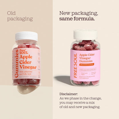 Apple Cider Vinegar Gummies with The Mother 1000mg | Enhanced with Vitamin B12 & Folic Acid | 60 Vegan ACV Capsules with Pomegranate & Beetroot Powder | Natural Ingredients by Free Soul