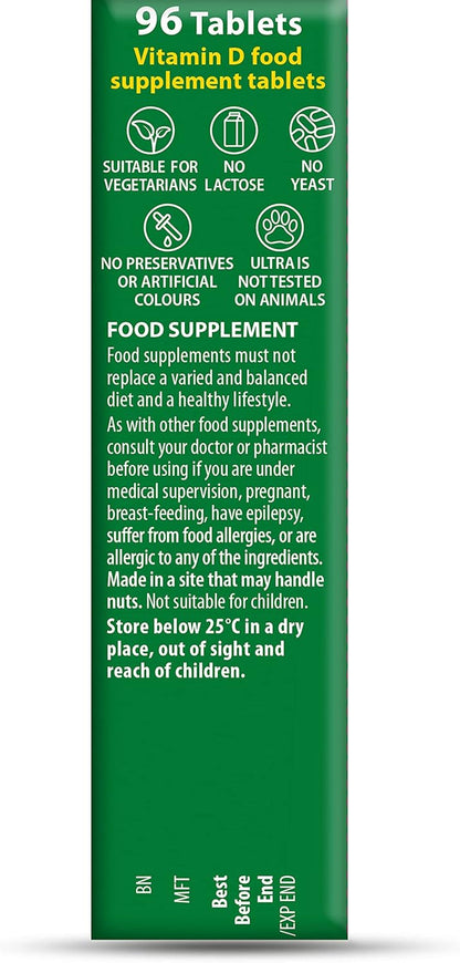 Vitamin D Tablets 2000IU, Vitabiotics Ultra-96 Count 1-Pack