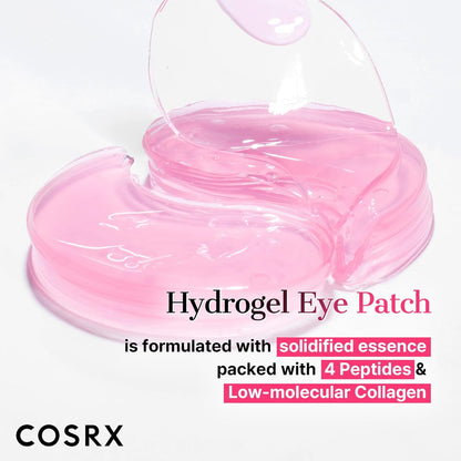COSRX Pink Peptide Collagen Hydrogel Eye Patches Wrinkle Patches for Puffy Eyes, Dark Circles, Eye Bags, Wrinkles and Fine Lines, Firming and Depuffing Under Eye Masks, Korean Skincare