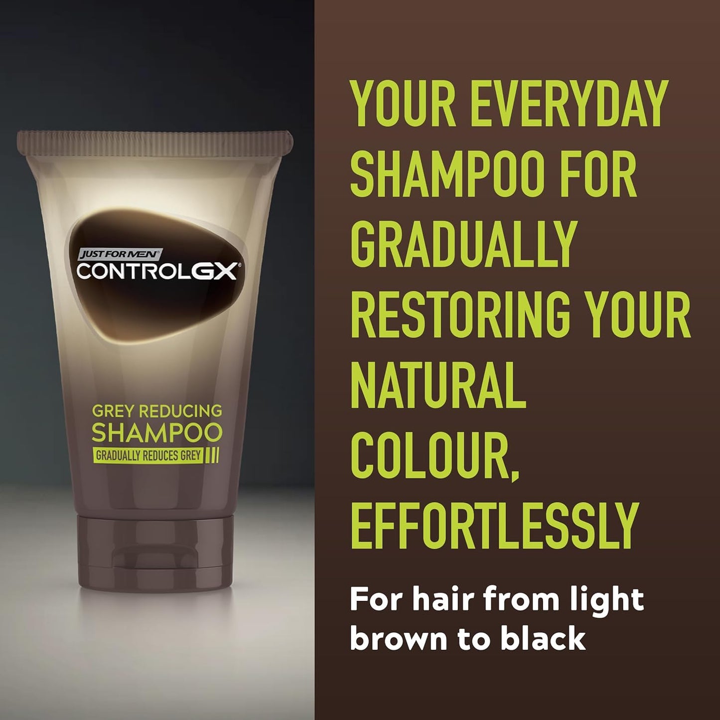 Just For Men Control Gx Reducing Shampoo for Grey Hair, with Coconut Oil and Aloe Vera, Unscented, Grey, 118 ml (Pack of 1)