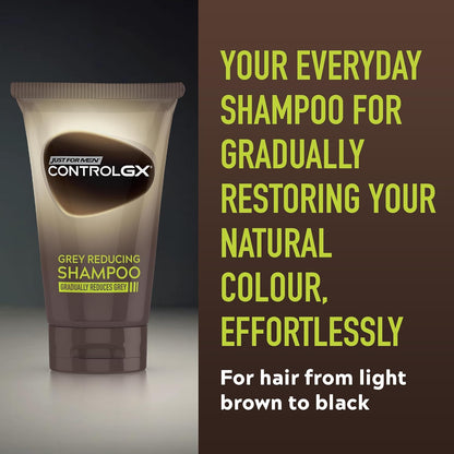 Just For Men Control Gx Reducing Shampoo for Grey Hair, with Coconut Oil and Aloe Vera, Unscented, Grey, 118 ml (Pack of 1)