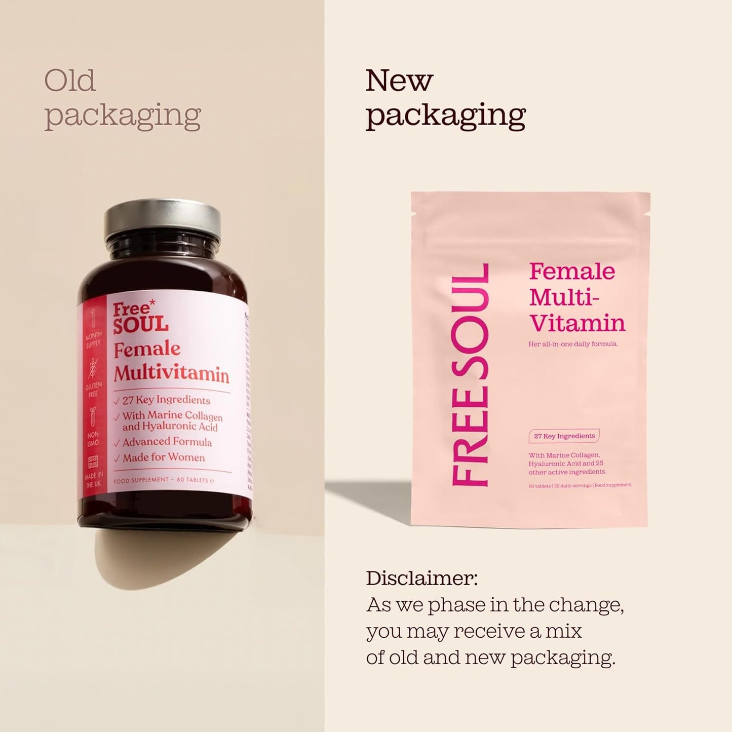 Women's Multivitamins & Minerals with Marine Collagen & Hyaluronic Acid | 27 Essential Vitamins, Minerals, & Botanicals | Gluten-Free & No Synthetic Fillers or Binders