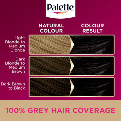 Palette Deluxe Creme Colouration 1-0 Deep Natural Black Hair Dye, Permanent Hair Dye, Long-Lasting Hair Colouring with Moisture Retention Treatment and 100% Grey Coverage