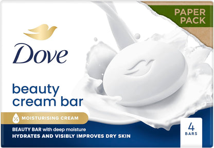 Dove Original Beauty Bar Soap with ¼ Moisturising Cream for Softer, Smoother, Healthier-Looking Skin 4x 90 g