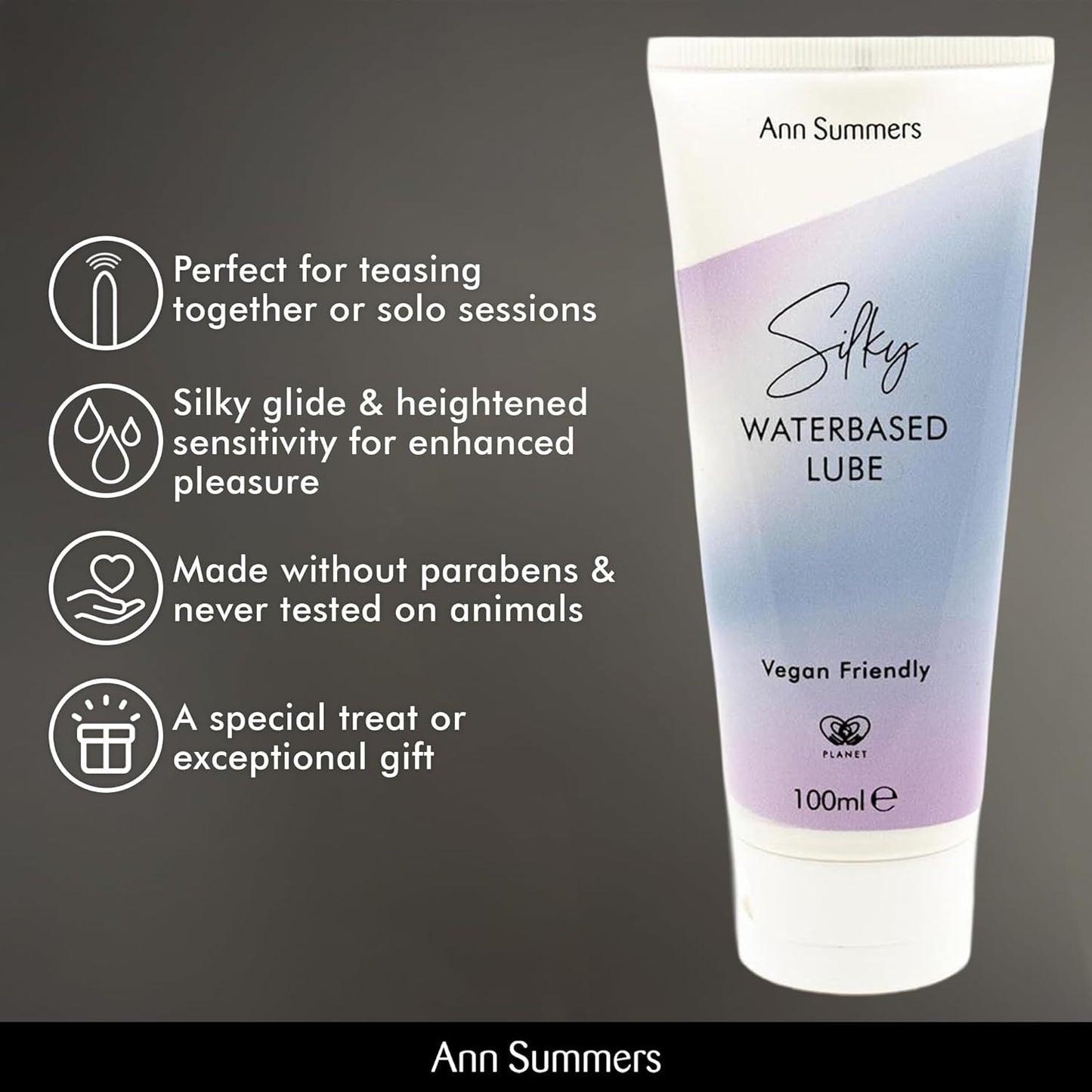 Ann Summers Silky Water Based Lube (100ml) – Smooth Water Based Lubricant Gel to Reduce Friction – Vegan-Friendly, Paraben-Free & Kind to Skin – Long-Lasting Bedroom Lubricant for Comfort & Glide