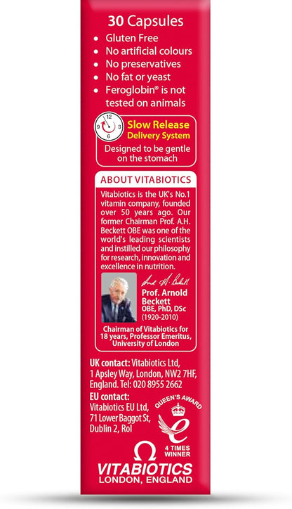 Feroglobin Iron Supplement Capsules Support Iron Defficiency, Anemia and Blood formation, boost Energy, Immunity and Vitality while reducing Fatigue and Tiredness