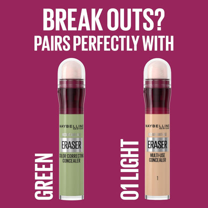 Maybelline Concealer Instant Anti Age Eraser Eye Concealer, Dark Circles and Blemish Concealer, Ultra Blendable Formula Dermatologist Tested & Suitable for Sensitive Skin 01 Light