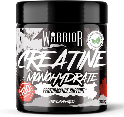 Warrior Creatine Monohydrate Powder 300g (100 Servings) – Pure Micronised Creatine Powder Supplement for Men & Women, Pre & Post Workout Strength, Muscle Growth & Recovery, Vegan – Unflavoured