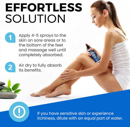 Pure Magnesium Oil Spray 8oz - Topical Magnesium Spray for Sleep & Feet - Extra Strength - USP Grade - 100% Natural and Organic Oil for Muscle Pain & Cramps - Less Sting - Less Itch - Made in USA