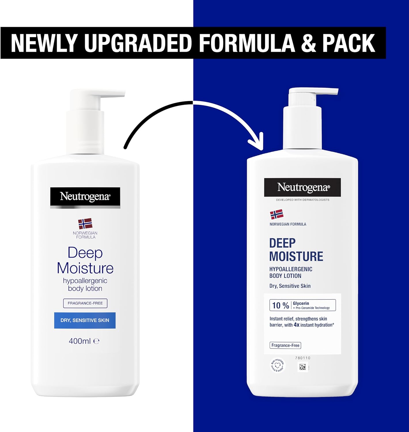 Neutrogena Norwegian Formula Deep Moisture Body Lotion, 400 ml, Fragrance-Free