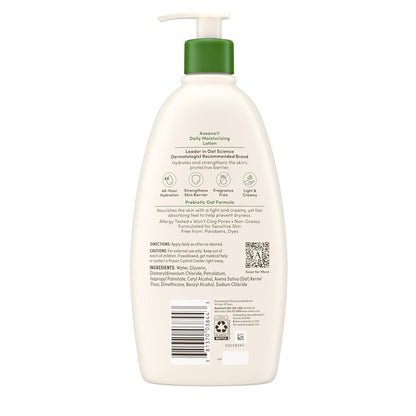 Aveeno Daily Moisturizing Body Lotion, Body Lotion for Dry Skin with Prebiotic Oat, Paraben Free, Fragrance Free, Non-Greasy, Non-Comedogenic Moisturizer, 18 FL OZ