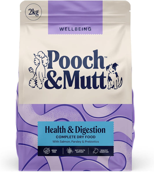 Pooch & Mutt - Health & Digestion, Complete Dry Dog Food (Grain Free), Salmon and Sweet Potato, 2kg