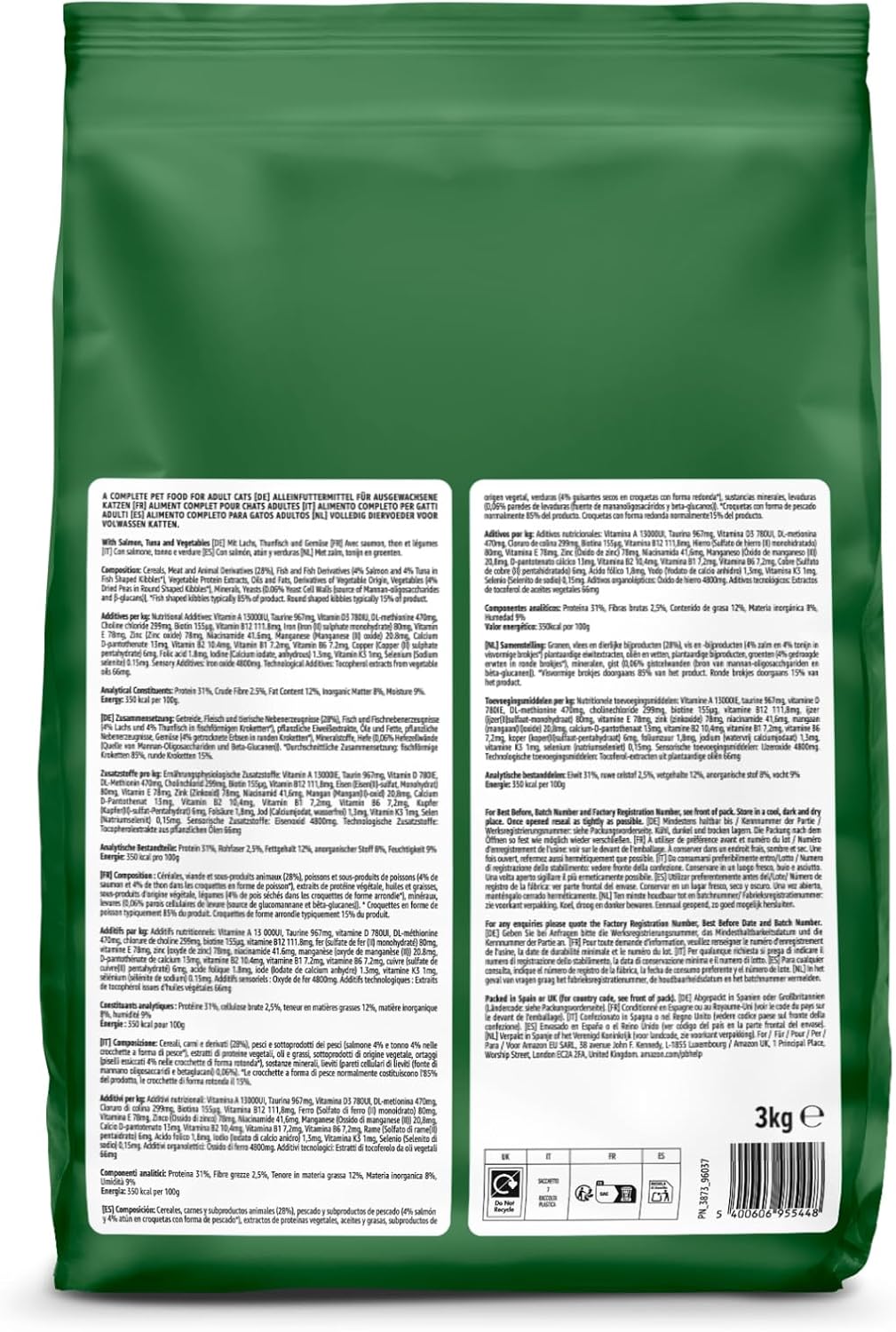 by Amazon - Complete Dry Cat Food with Salmon, Tuna and Vegetables, 1 pack of 3kg