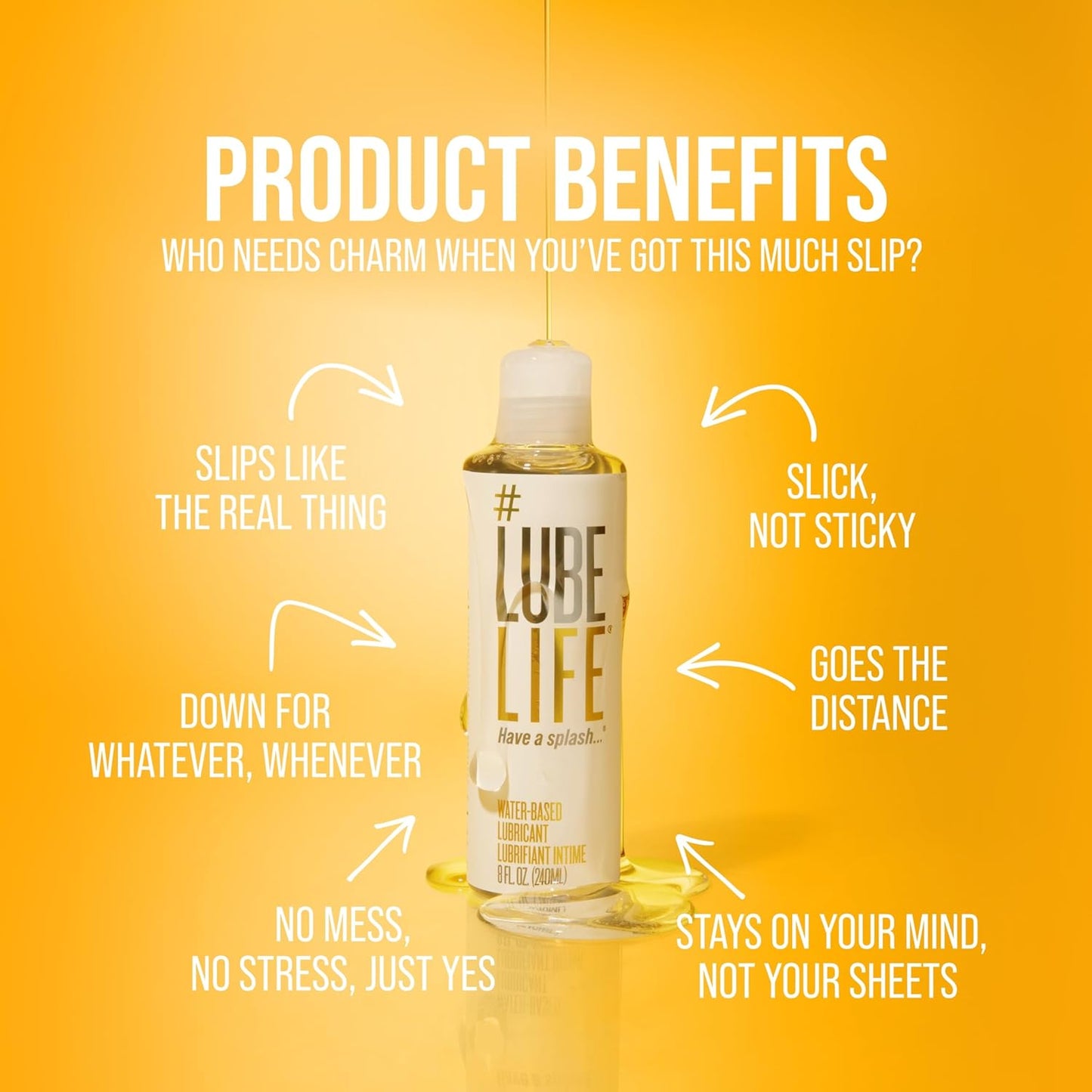Lube Life Water-Based Personal Lubricant, Lube for Men, Women and Couples, Non-Staining, 240 ml