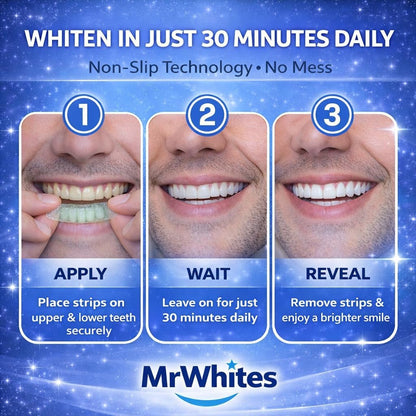 Professional Teeth Whitening Strips 21 Treatments – Pap+ Strips for Sensitive Teeth, Removes Coffee, Wine & Smoking Stains, Enamel Safe, Non-Slip, 42 Strips with Mouth Opener