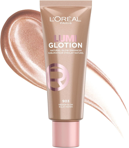 L'Oréal Paris Multi-Use Glow Enhancer, 24h Hydration with Shea Butter and Glycerin, for Face and Body, Paradise Lumi Glotion, Shade 903: Medium Glow