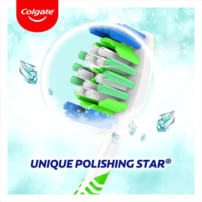 Colgate Max White Toothbrushes - Teeth Whitening Toothbrush with Polishing Star - Medium Manual Toothbrush - Assorted Designs - Adult Toothbrush Multipack - 3 Pack