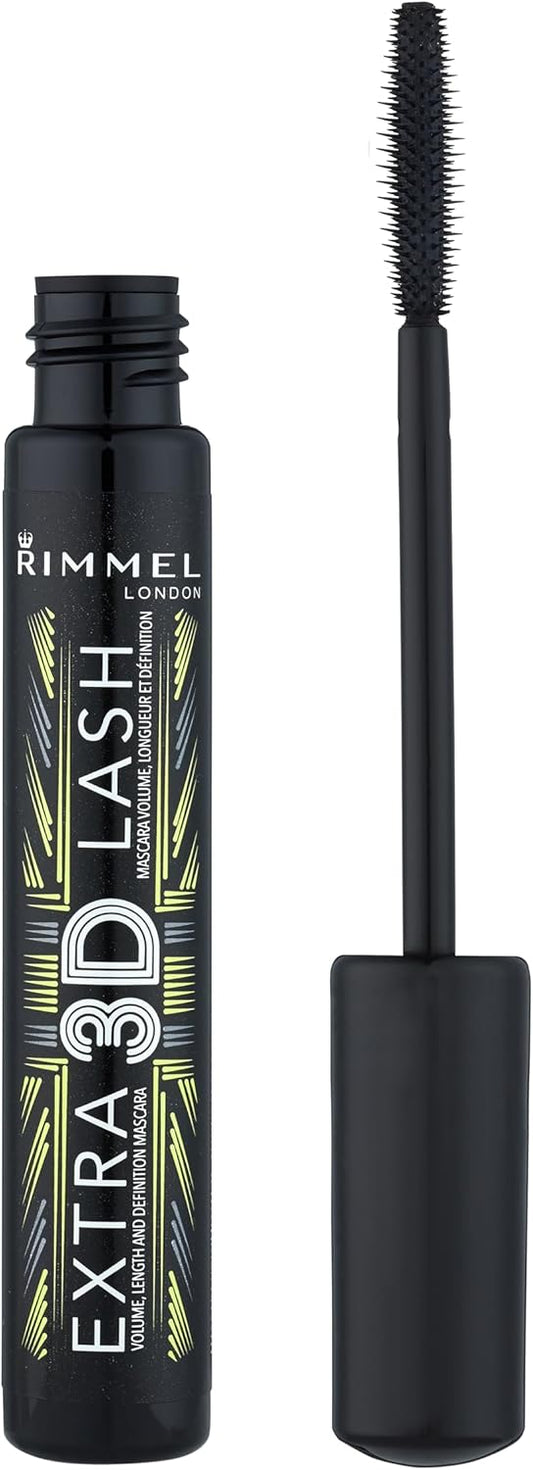 Rimmel Extra 3D Lash Volumising Mascara, 8 ml (Pack of 1), Black