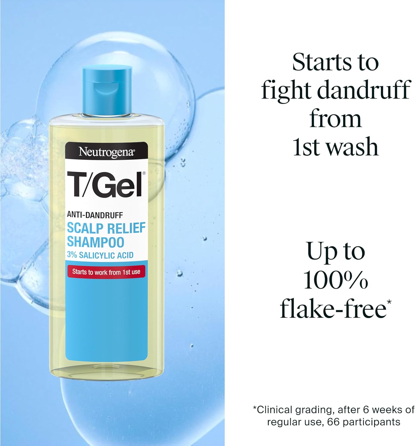 Neutrogena T/Gel Scalp Relief Anti-Dandruff Shampoo (250ml) With 3% Salicylic Acid, Suitable for Those Prone to Scalp Psoriasis and Seborrhoeic Dermatitis,Packaging may vary