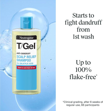 Neutrogena T/Gel Scalp Relief Anti-Dandruff Shampoo (250ml) With 3% Salicylic Acid, Suitable for Those Prone to Scalp Psoriasis and Seborrhoeic Dermatitis,Packaging may vary