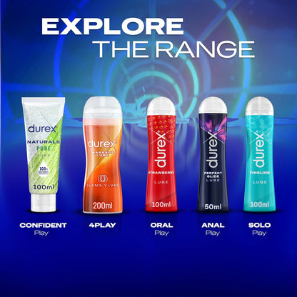 Durex Strawberry Flavoured Lube, 100ml, Water Based Lube, Gluten Free, Condom & Tou Compatible, Non Sticky, Non Staining, Quality Ingredients, Lubricant