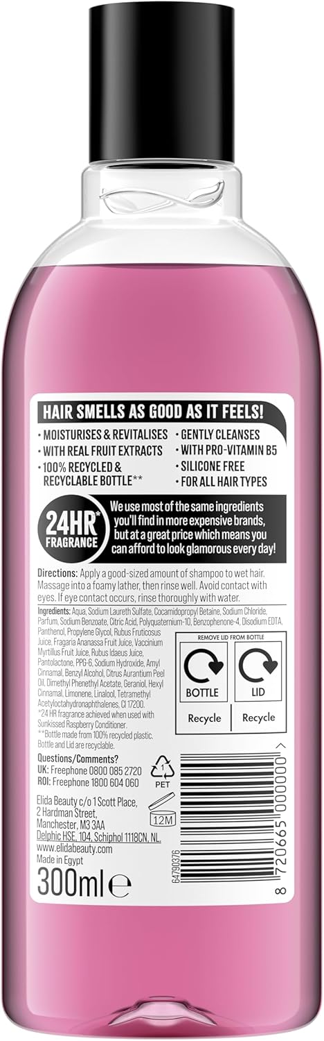 Alberto Balsam Sunkissed Raspberry Shampoo - 300ml - 24HR Fragrance - Pro-Vitamin B5 - All Hair Types